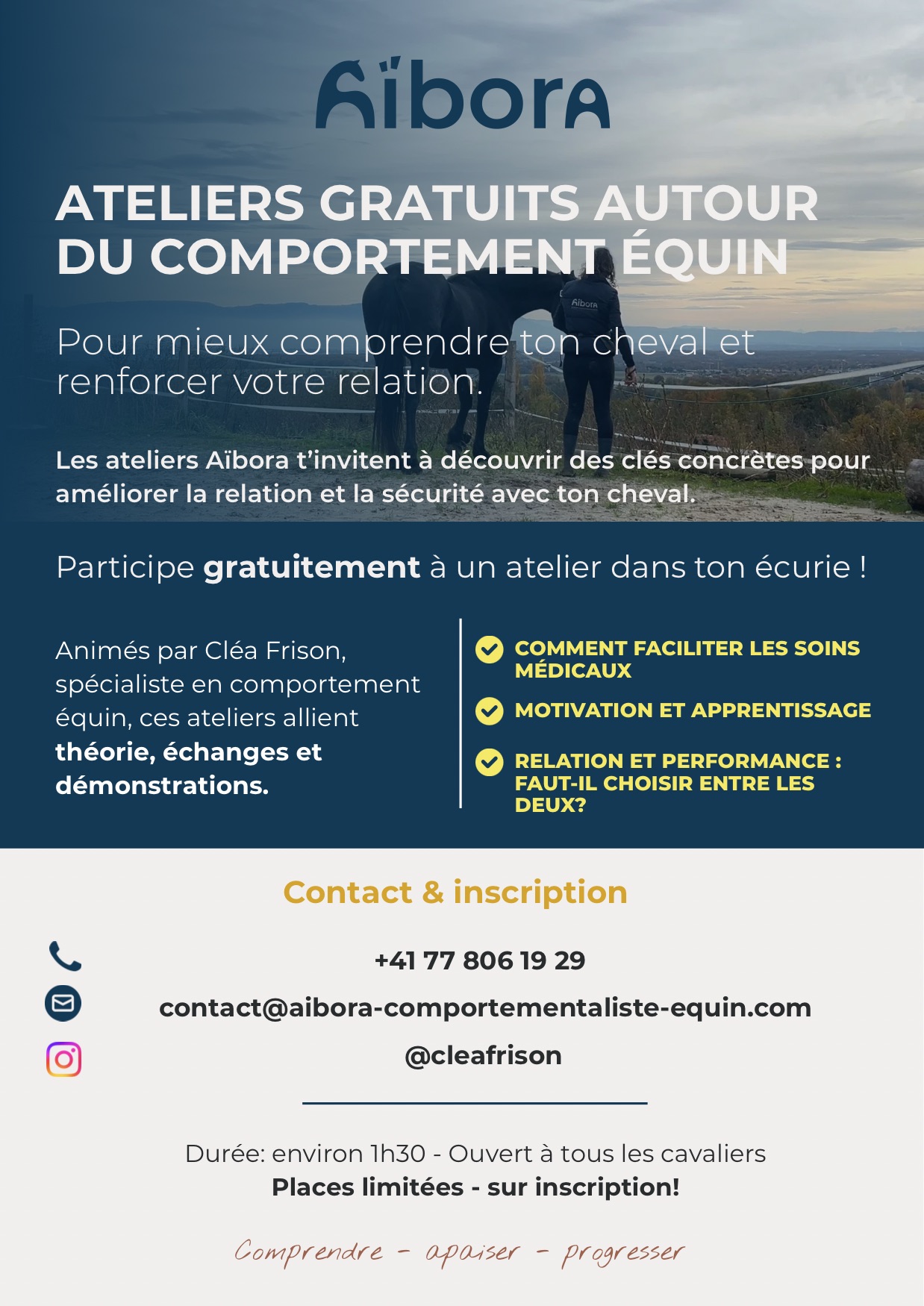 3 ateliers gratuits pour mieux comprendre et gérer le comportement de votre cheval !